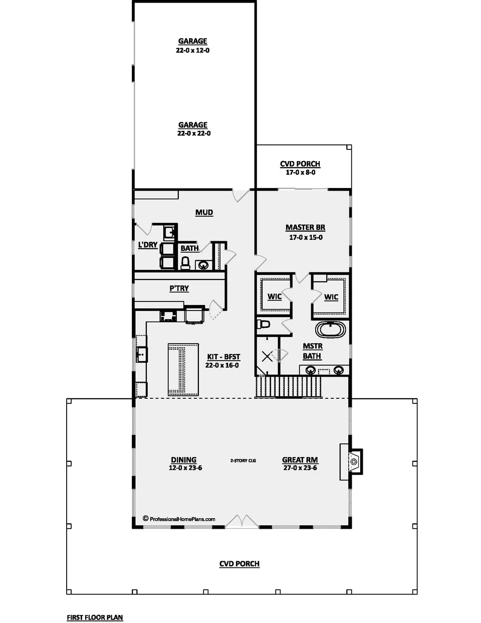 The Homestead main level floor plan